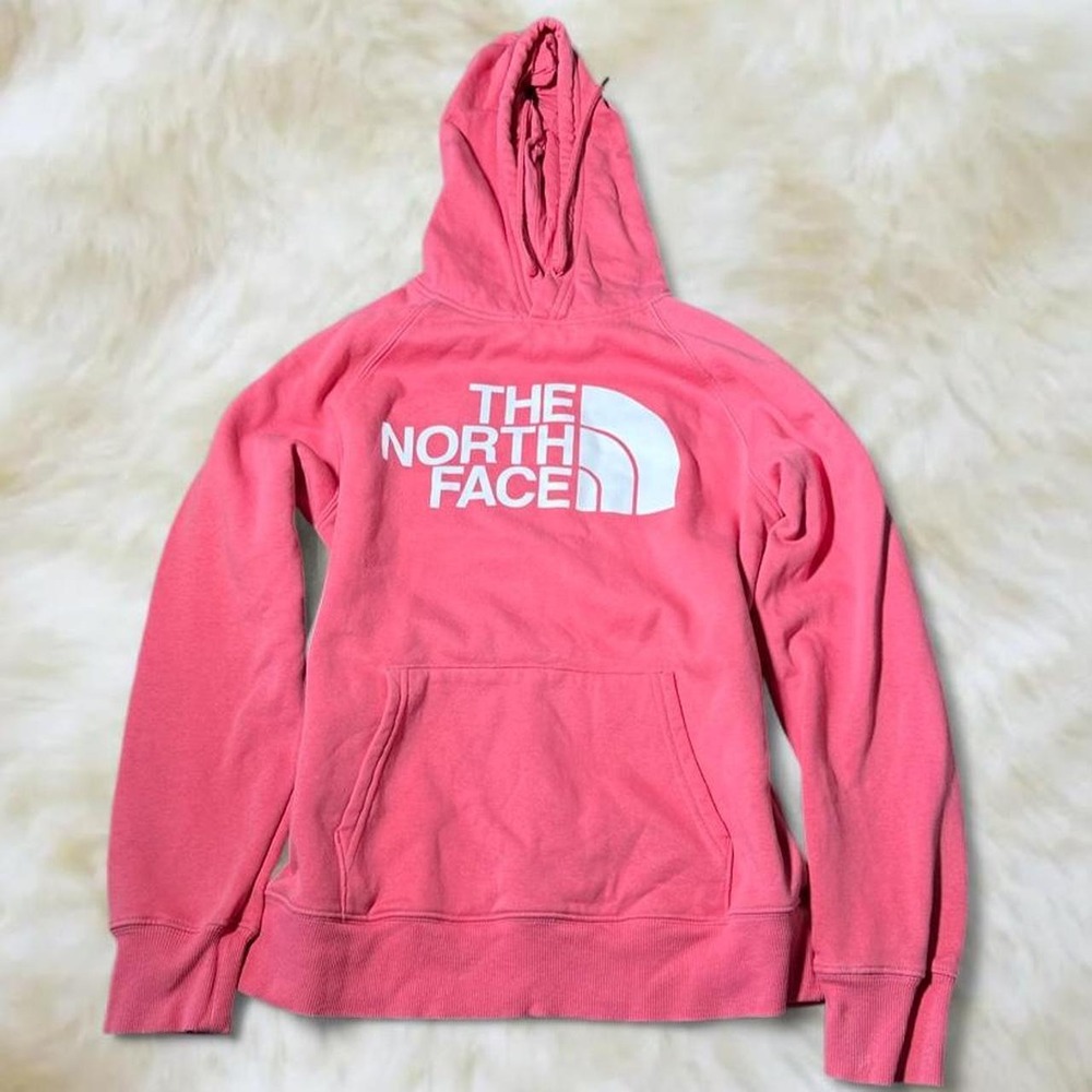 The North Face Pink Logo Hoodie Womens Medium Gorpcore Y2K Streetwear Pullover